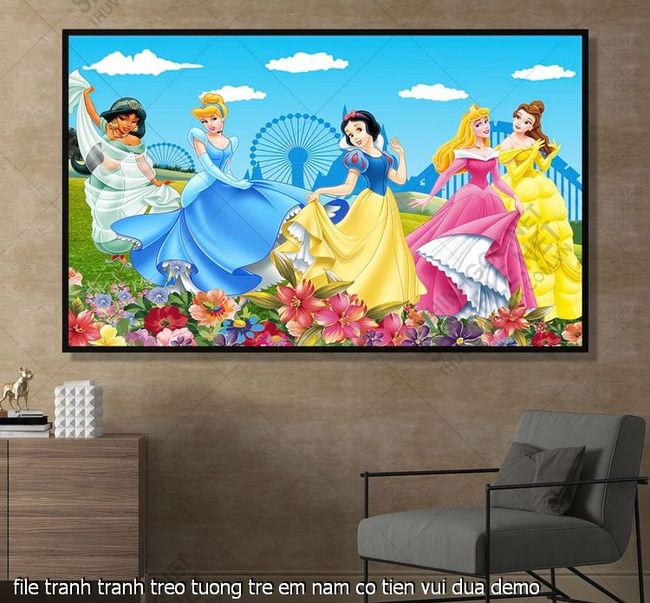 file tranh tranh treo tuong tre em nam co tien vui dua